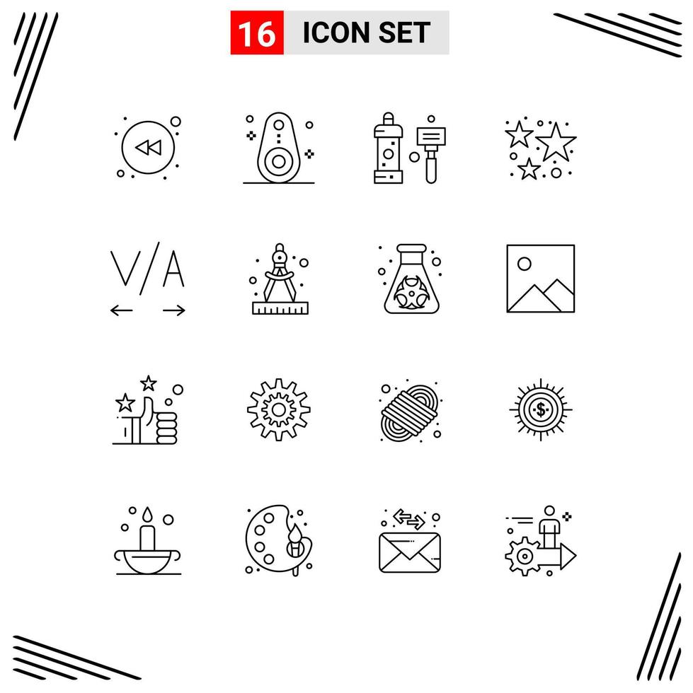 Modern Set of 16 Outlines Pictograph of kerning fireworks bathroom firework celebration Editable Vector Design Elements