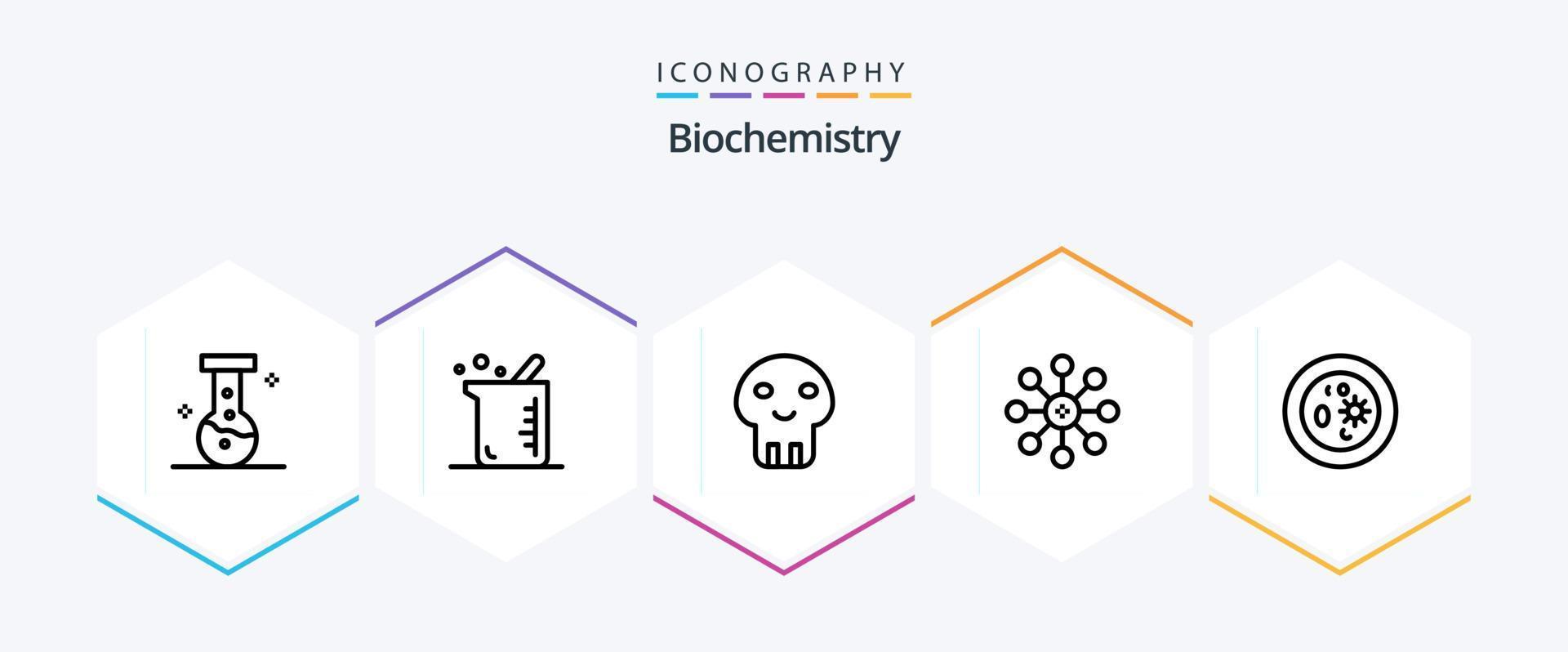 Biochemistry 25 Line icon pack including chemistry. biochemistry. danger. chemistry. biology vector