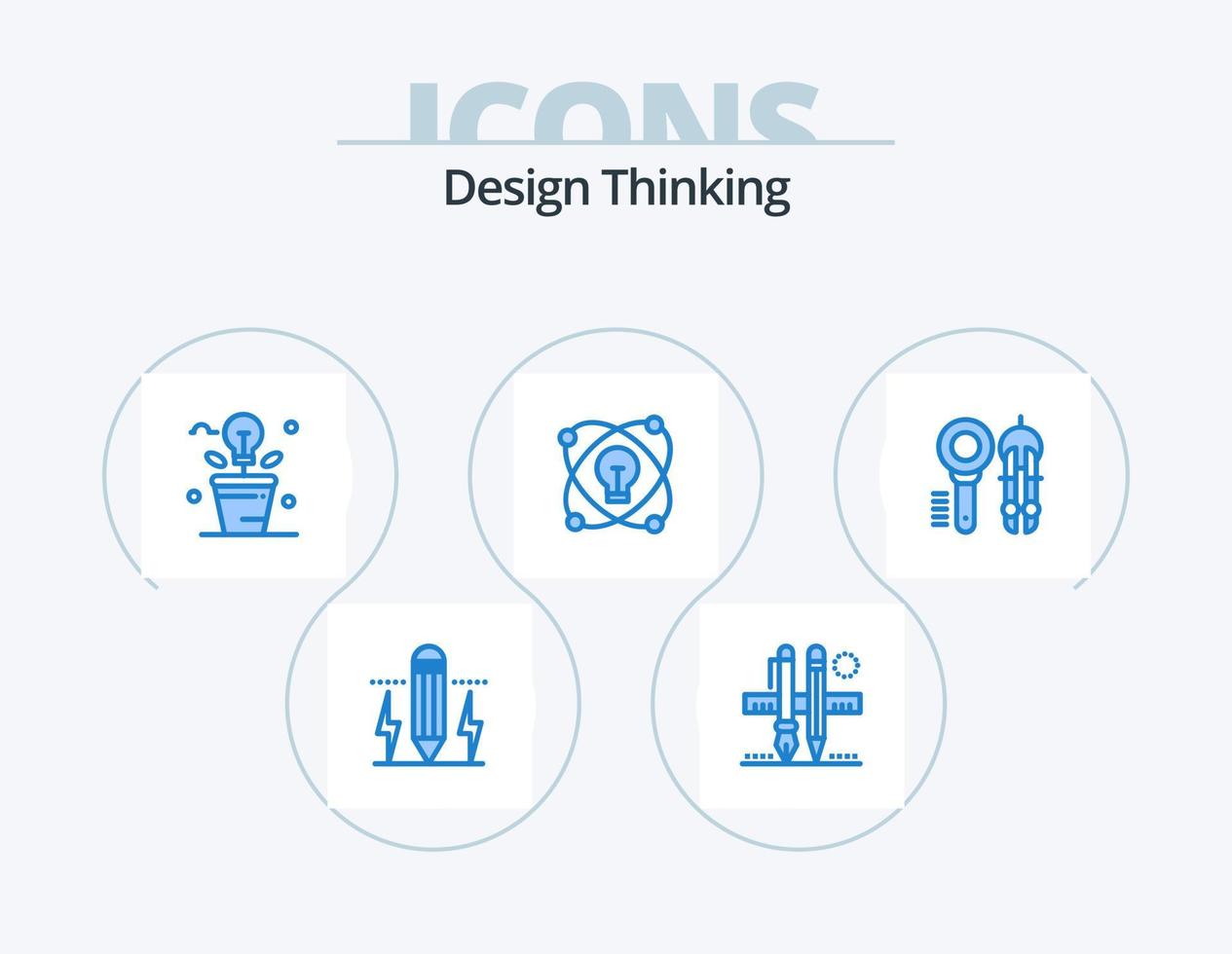 Design Thinking Blue Icon Pack 5 Icon Design. lightd. idea. scale. plant. idea vector