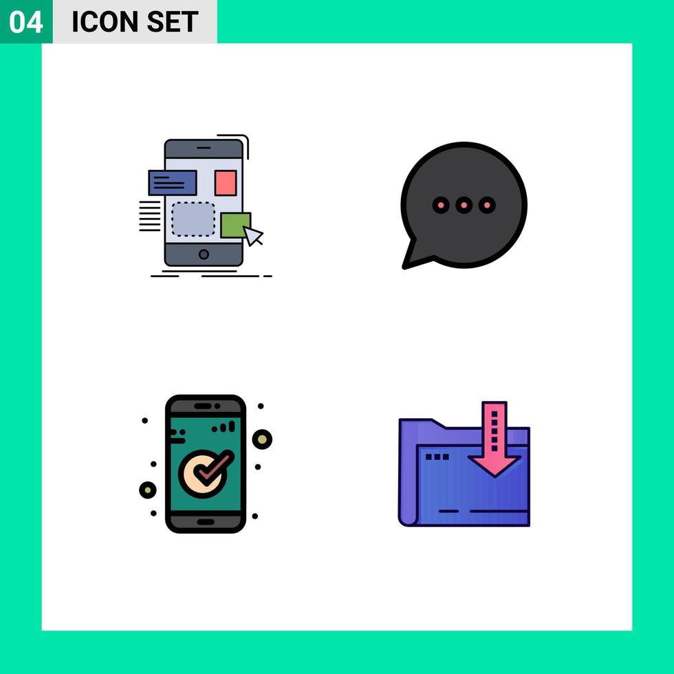 4 Creative Icons Modern Signs and Symbols of drag check ui chat ui Editable Vector Design Elements
