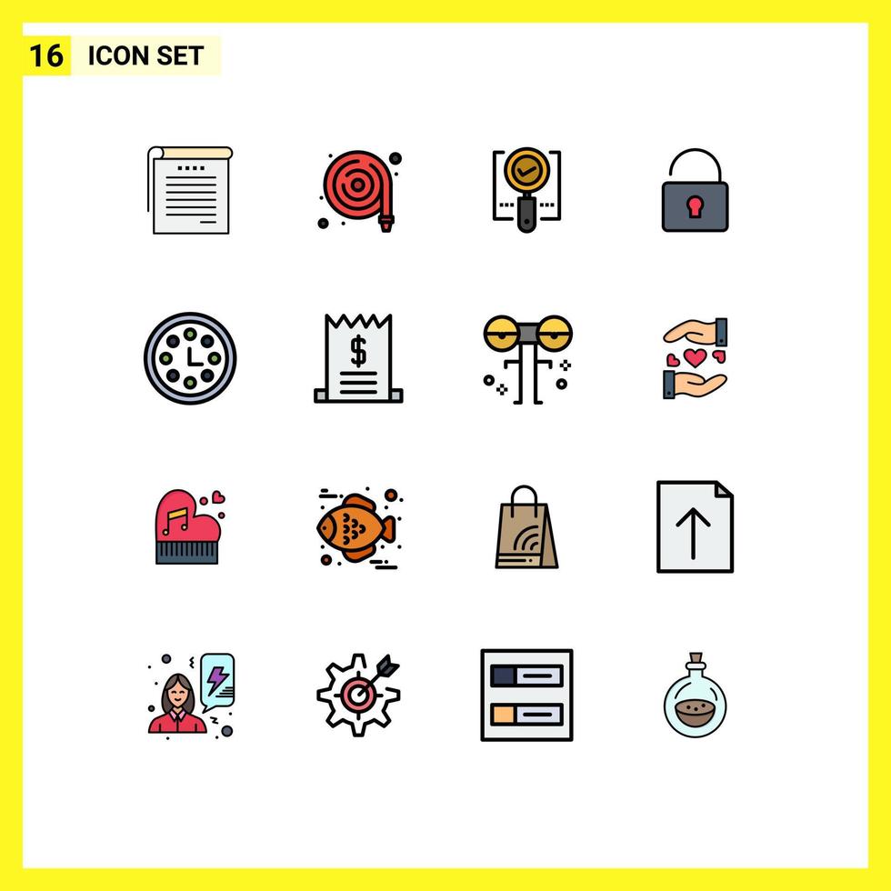 Modern Set of 16 Flat Color Filled Lines and symbols such as award security explore lock search Editable Creative Vector Design Elements