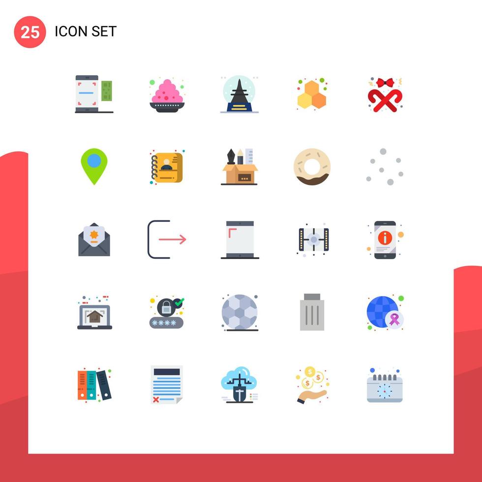 Set of 25 Vector Flat Colors on Grid for ribbon laboratory festival experiment vacation Editable Vector Design Elements