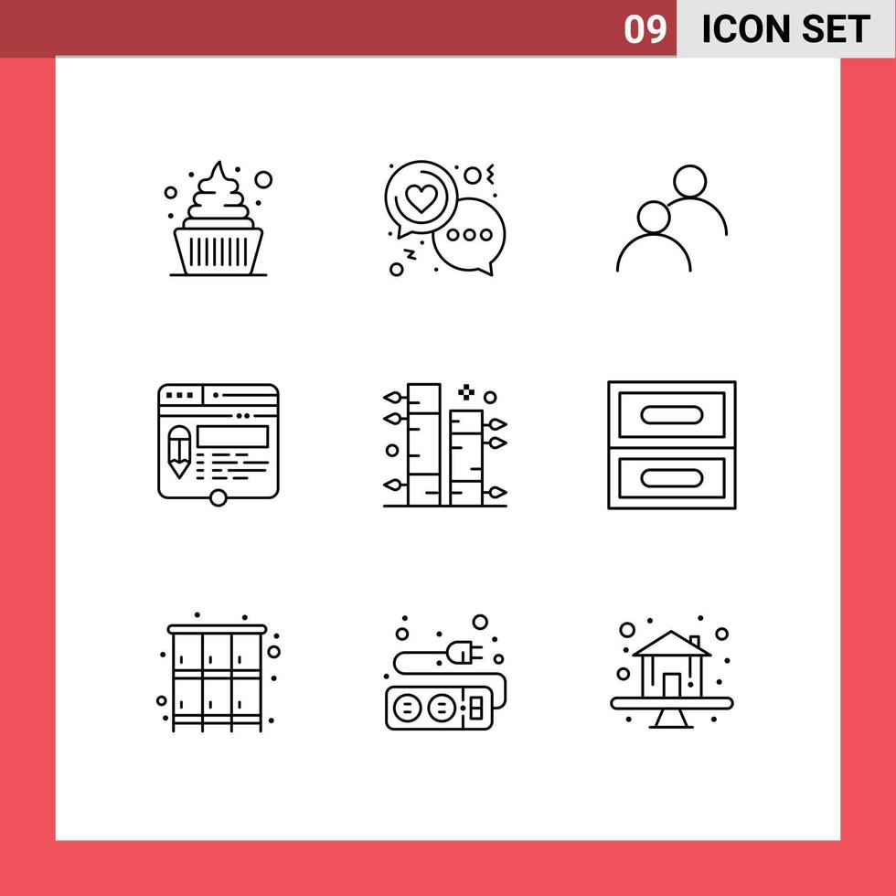 9 Creative Icons Modern Signs and Symbols of pencil page women layout basic Editable Vector Design Elements