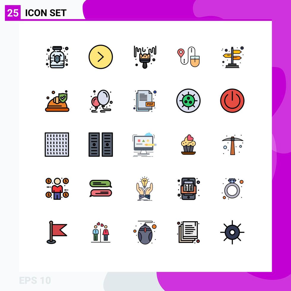 User Interface Pack of 25 Basic Filled line Flat Colors of directions arrows color computer location Editable Vector Design Elements
