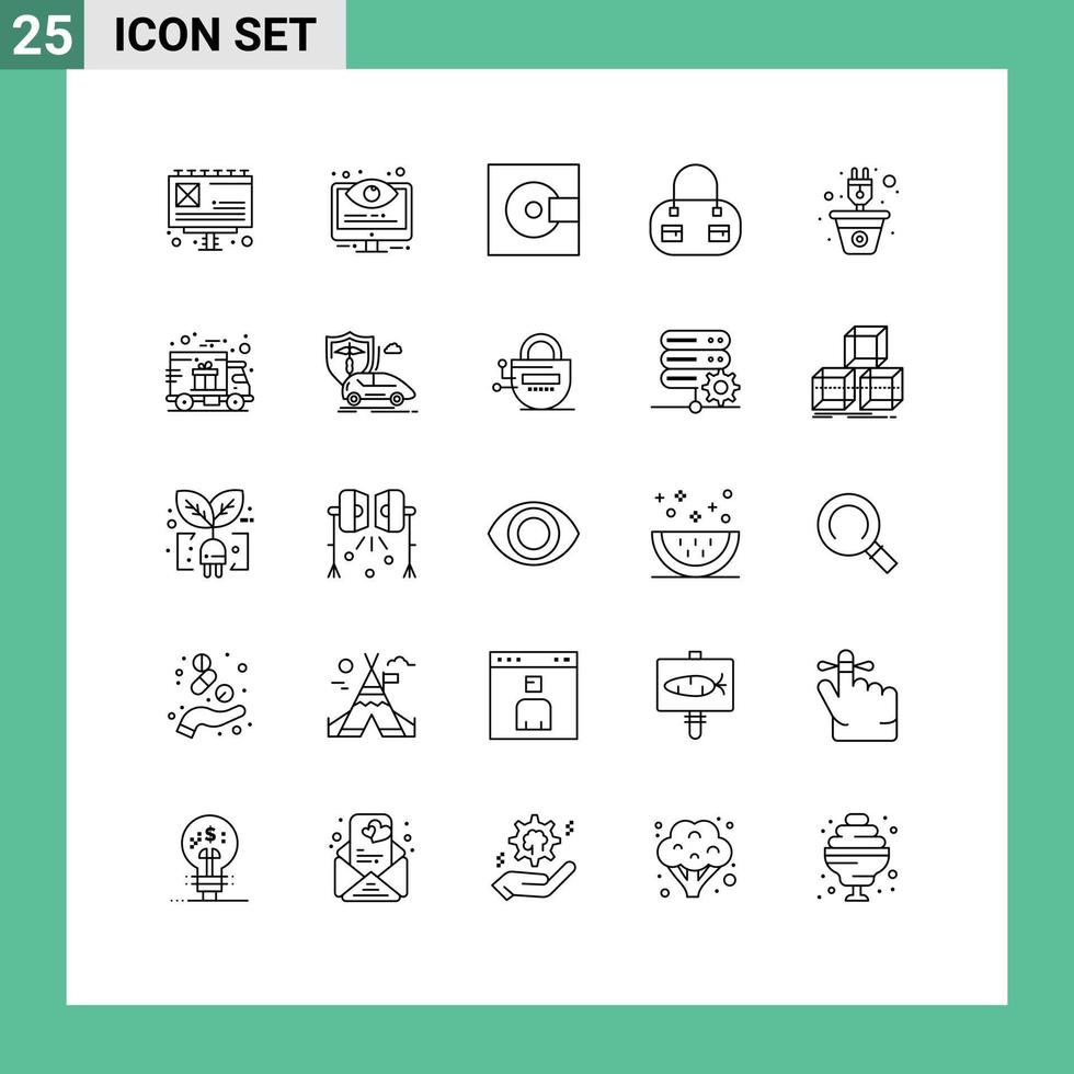paquete de iconos vectoriales de stock de 25 signos y símbolos de línea para dispositivos de energía de enchufe tecnología de moda elementos de diseño vectorial editables vector