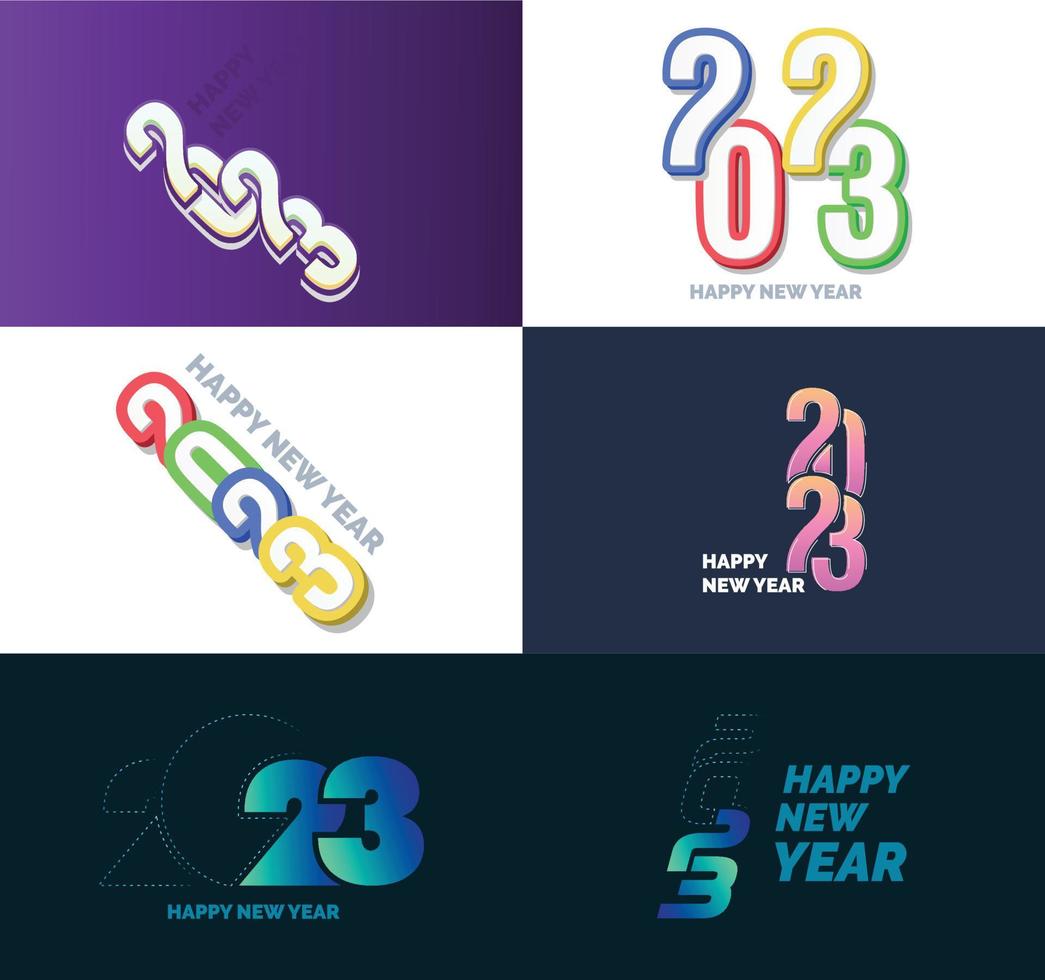 Big Collection of 2023 Happy New Year symbols Cover of business diary for 2023 with wishes vector