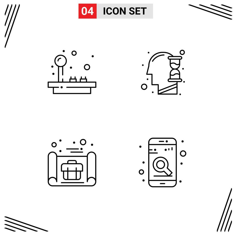 Modern Set of 4 Filledline Flat Colors Pictograph of joystick business plan play time plan Editable Vector Design Elements