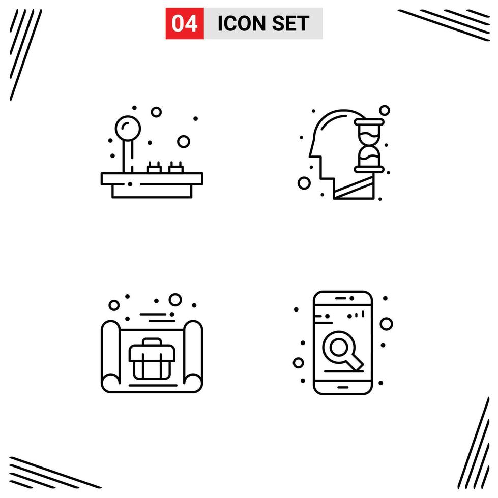 conjunto moderno de 4 pictogramas de colores planos de línea de relleno de elementos de diseño vectorial editables del plan de negocios del joystick vector