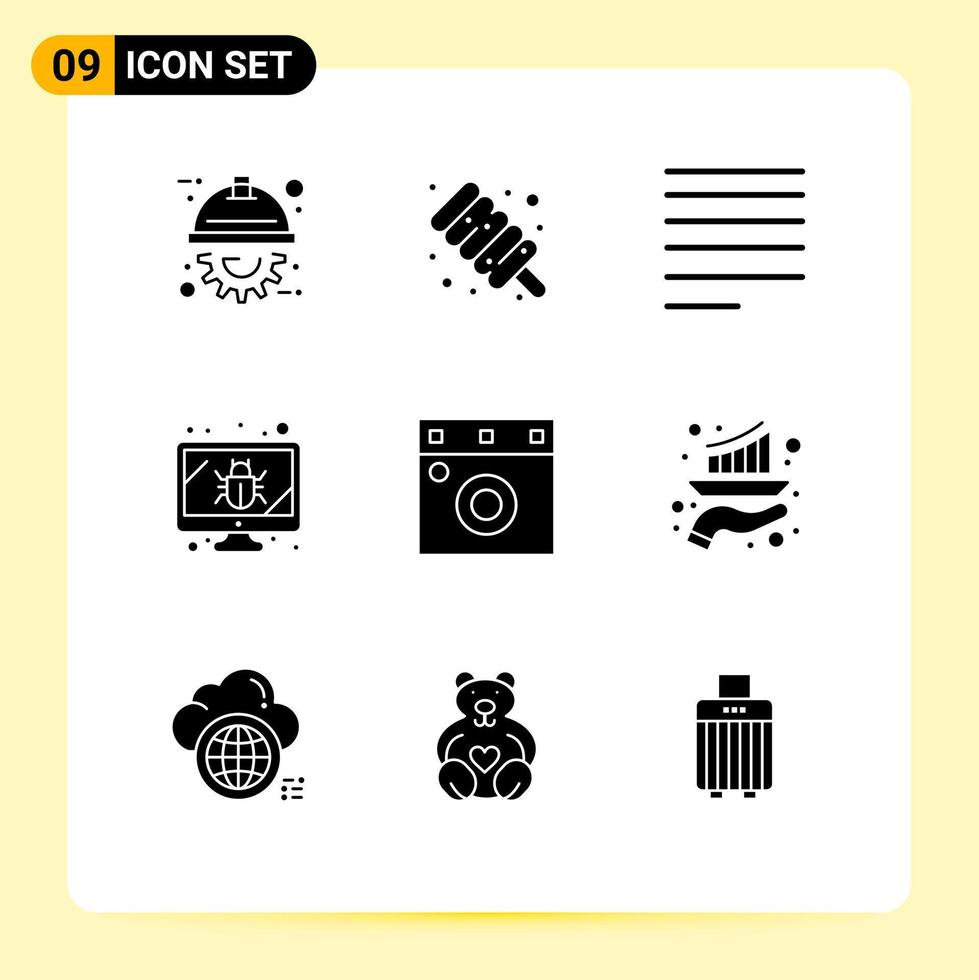 conjunto de 9 iconos de interfaz de usuario modernos signos de símbolos para elementos de diseño de vector editables de pantalla de muebles interiores de barra