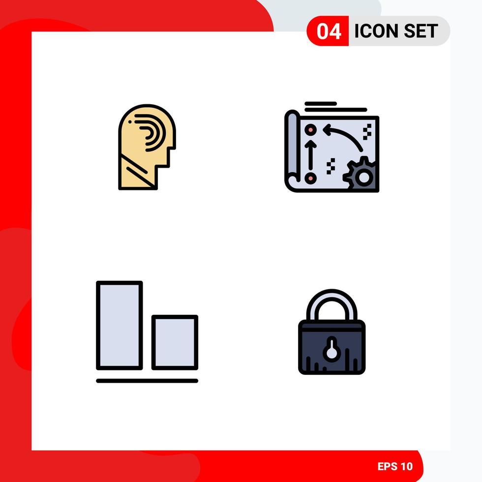 Stock Vector Icon Pack of 4 Line Signs and Symbols for access api mind automation bottom Editable Vector Design Elements