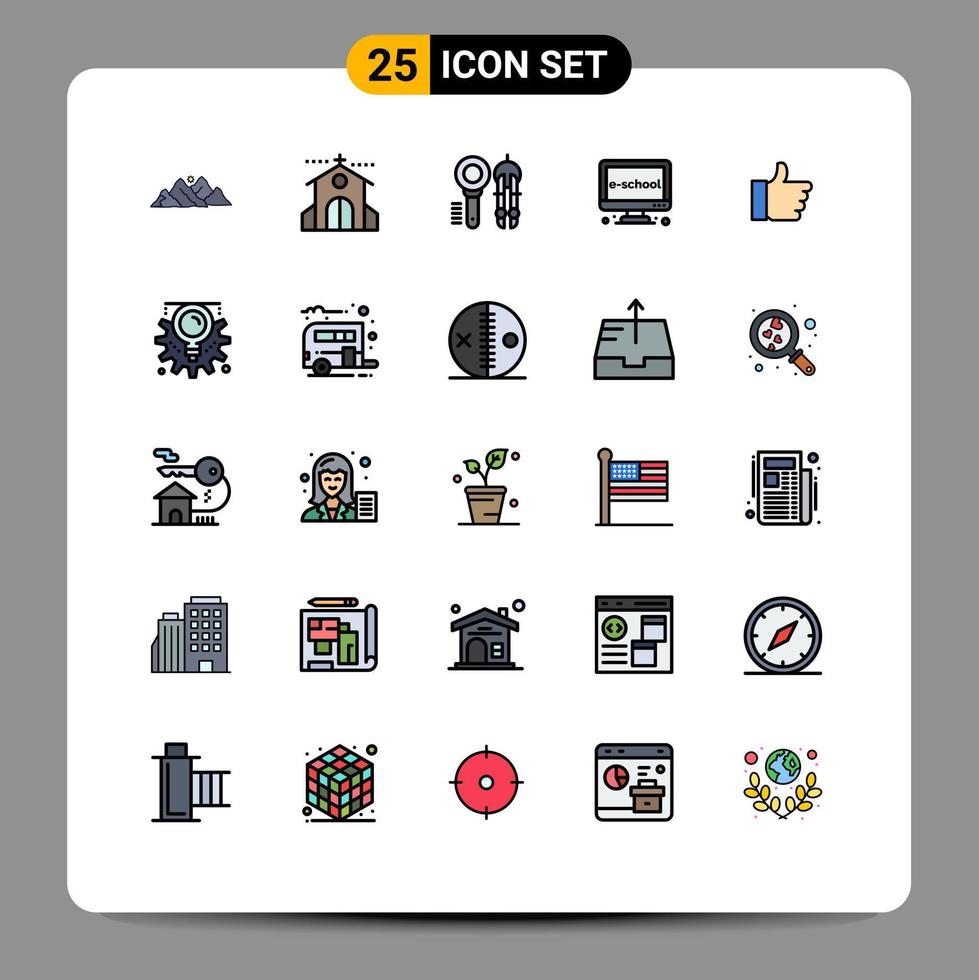 Stock Vector Icon Pack of 25 Line Signs and Symbols for electronic e holiday geometry compass Editable Vector Design Elements