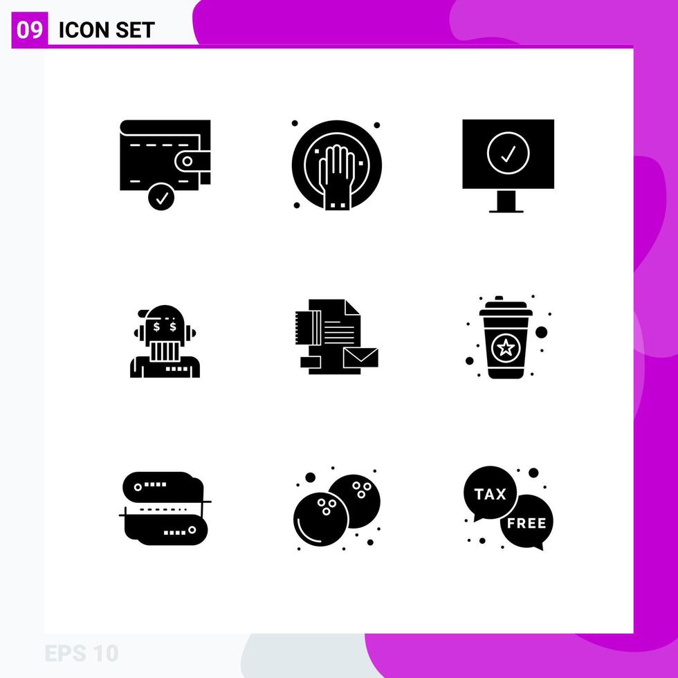 Set of 9 Modern UI Icons Symbols Signs for business branding computer analyst advisor Editable Vector Design Elements