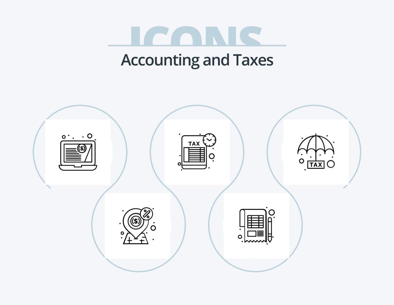 Taxes Line Icon Pack 5 Icon Design. car. money. reminder. finance. banking vector