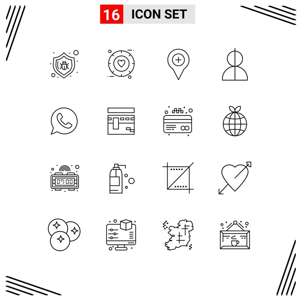 16 Universal Outlines Set for Web and Mobile Applications thief impersonation location impostor plus Editable Vector Design Elements