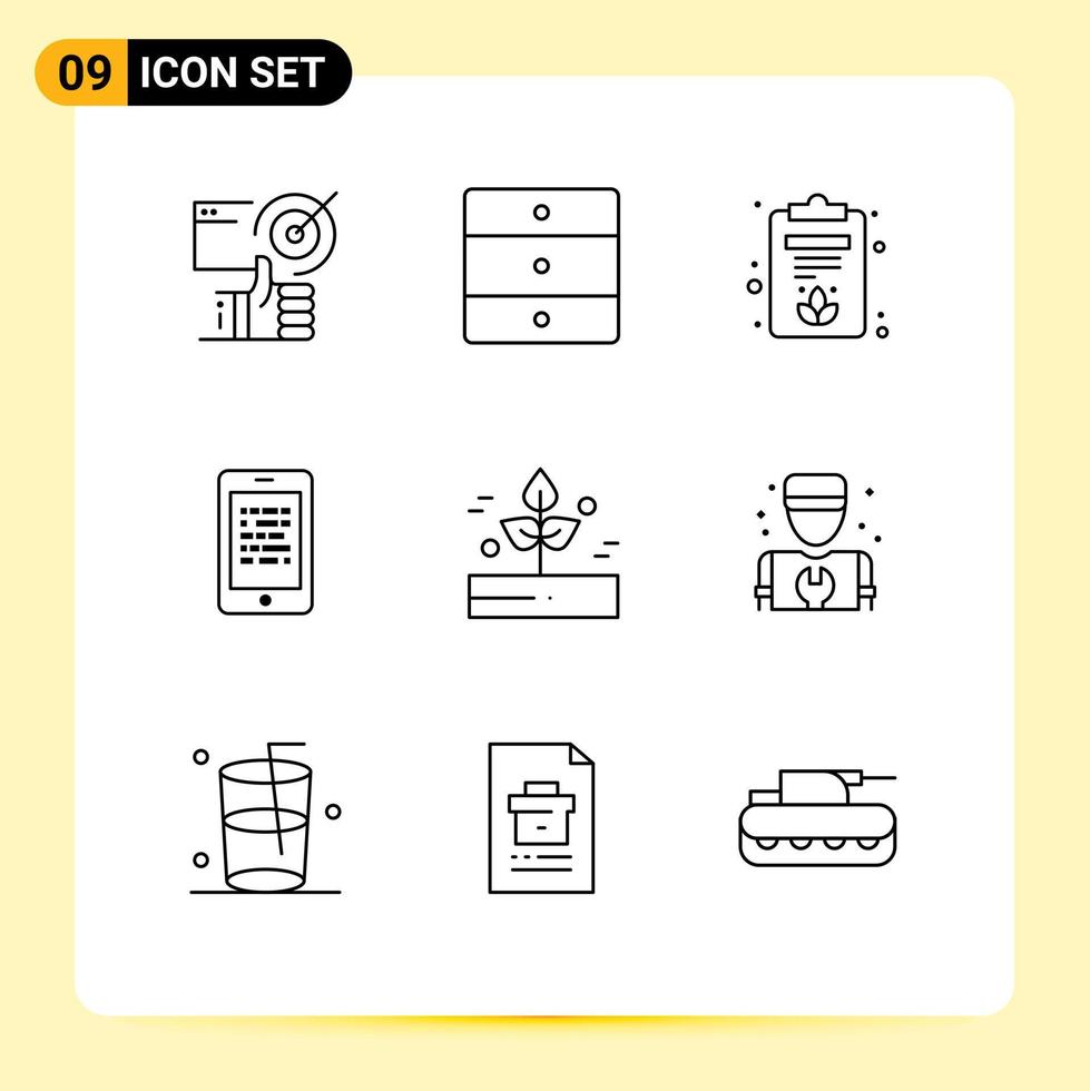 paquete de iconos de vectores de stock de 9 signos y símbolos de línea para la agricultura datos de armario seguros elementos de diseño de vectores editables móviles