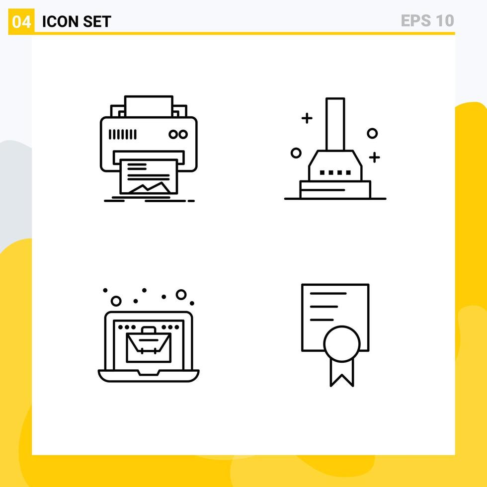 4 Thematic Vector Filledline Flat Colors and Editable Symbols of digital laptop hardware plunger economy Editable Vector Design Elements