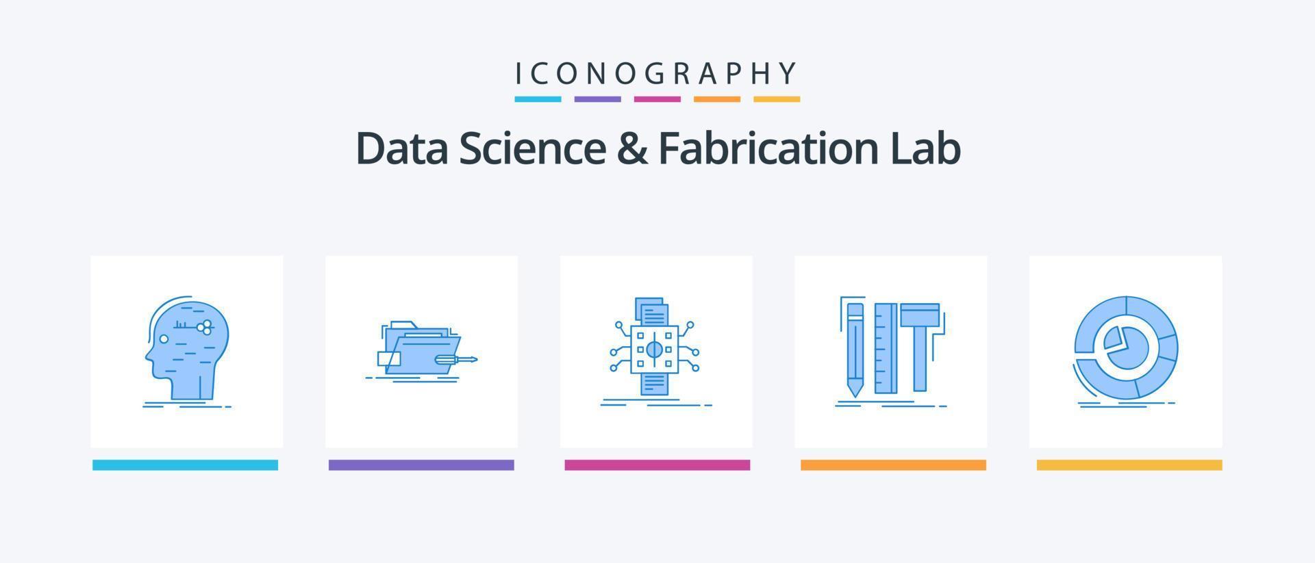 Data Science And Fabrication Lab Blue 5 Icon Pack Including digital. design. tech. reporting. datum. Creative Icons Design vector