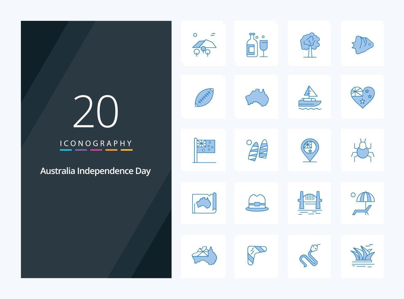 20 Australia Independence Day Blue Color icon for presentation vector