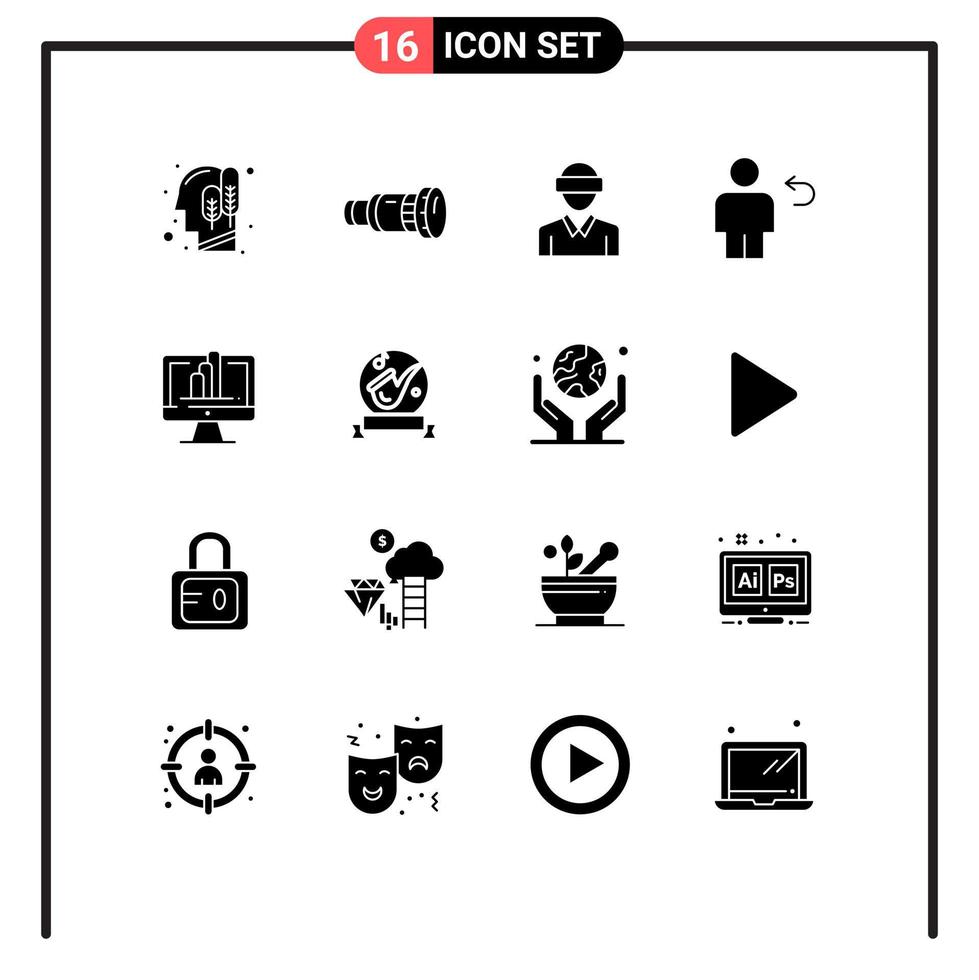 16 Creative Icons Modern Signs and Symbols of human back media avatar technology Editable Vector Design Elements
