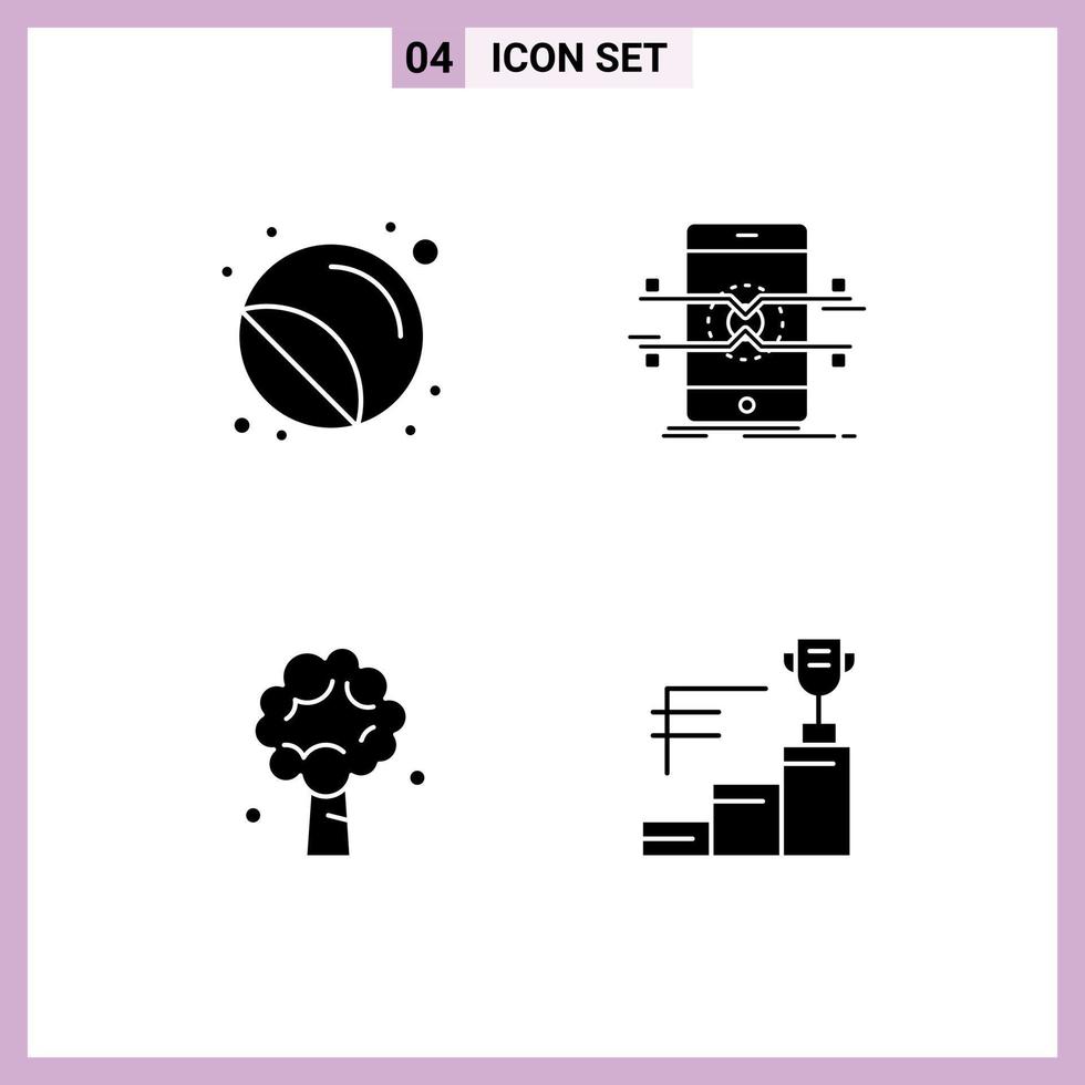 4 Creative Icons Modern Signs and Symbols of labels smartphone printing interface apple Editable Vector Design Elements