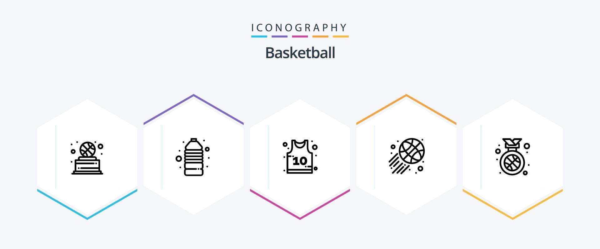 Basketball 25 Line icon pack including position. medal. basketball. best. sports vector