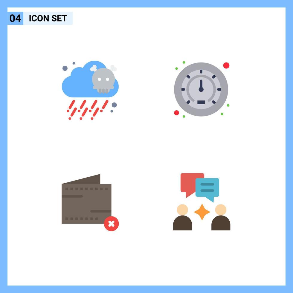 Group of 4 Modern Flat Icons Set for gas money meter close man Editable Vector Design Elements