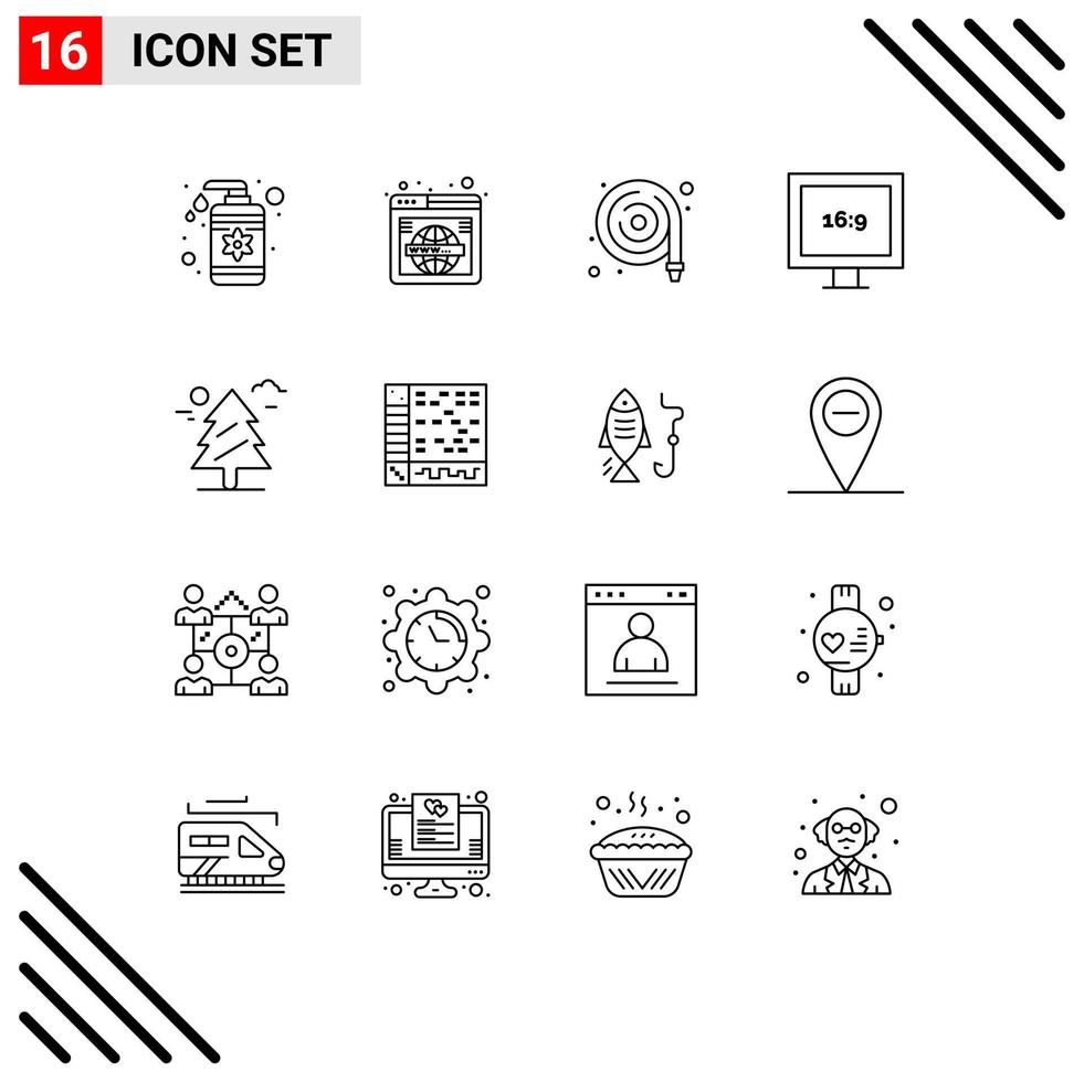 16 Creative Icons Modern Signs and Symbols of tree hd world display water hose Editable Vector Design Elements