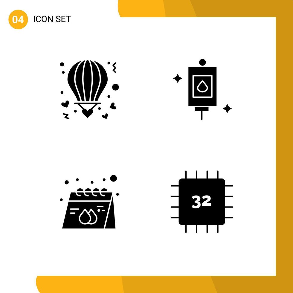 Modern Set of 4 Solid Glyphs and symbols such as air advertisement love medical paper Editable Vector Design Elements