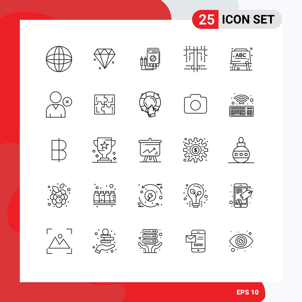 Modern Set of 25 Lines and symbols such as man formula digital education type Editable Vector Design Elements