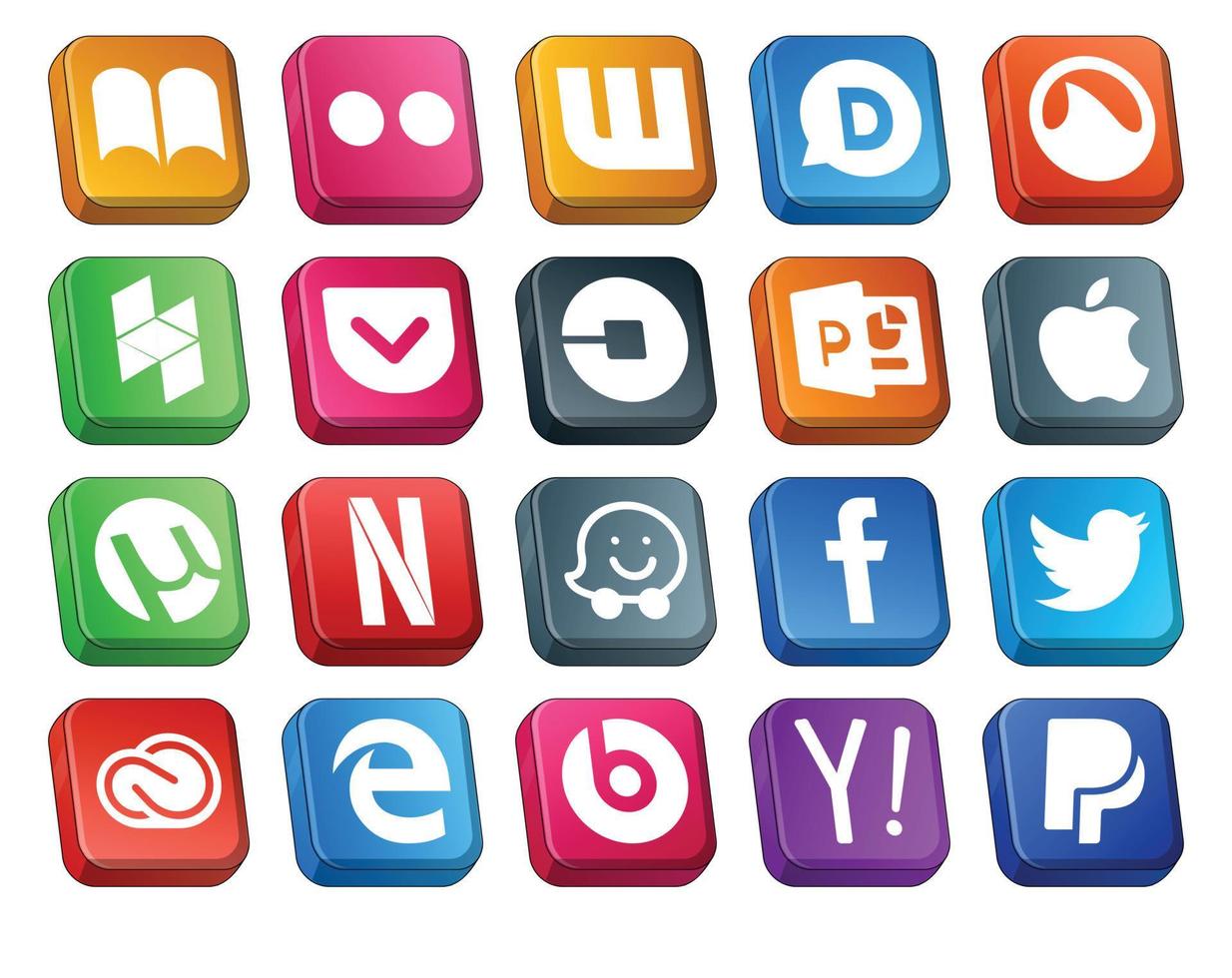 20 Social Media Icon Pack Including tweet facebook car waze utorrent vector