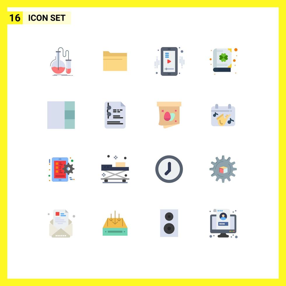 16 Creative Icons Modern Signs and Symbols of grid day storage clover video Editable Pack of Creative Vector Design Elements