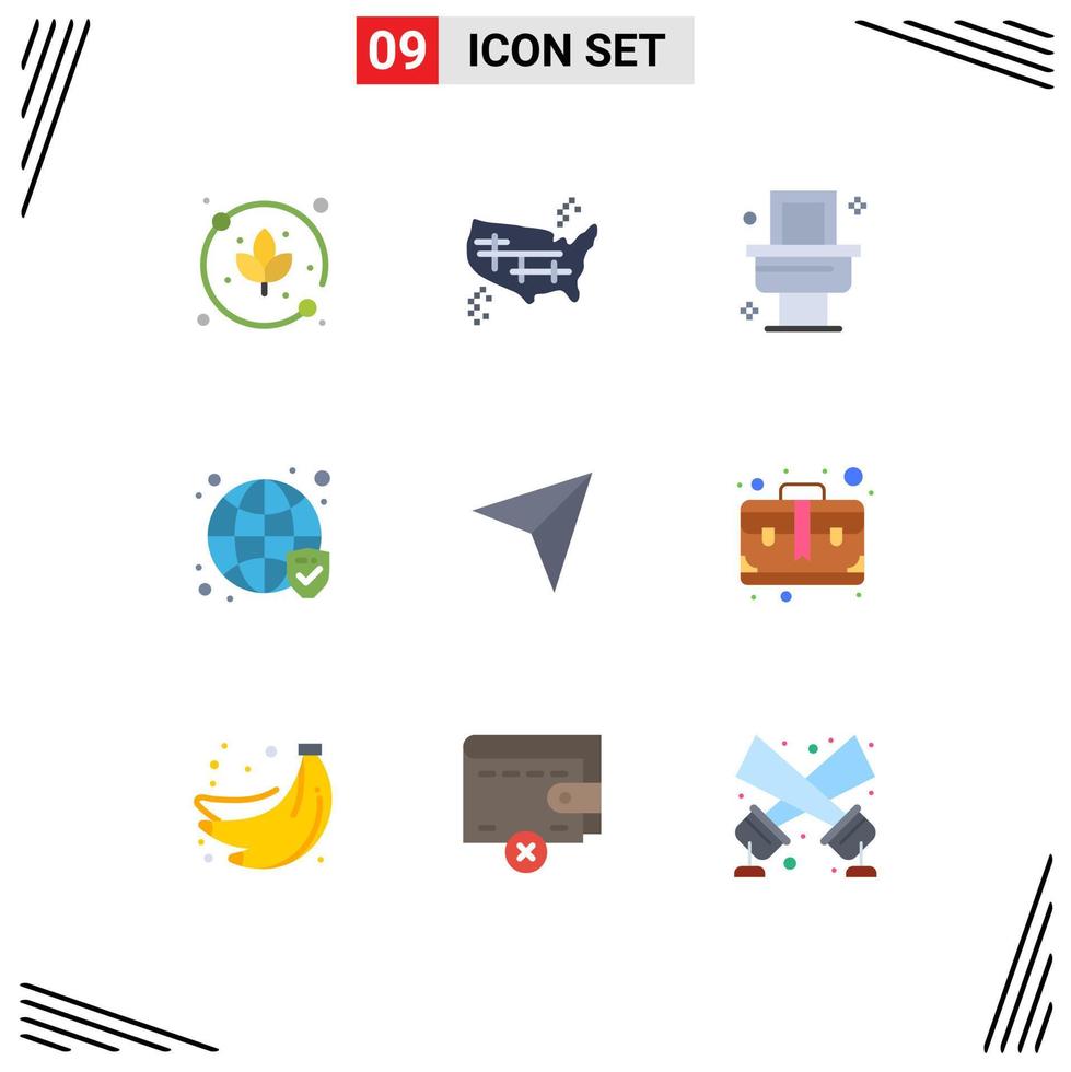 Universal Icon Symbols Group of 9 Modern Flat Colors of up arrow toilet verified secure Editable Vector Design Elements