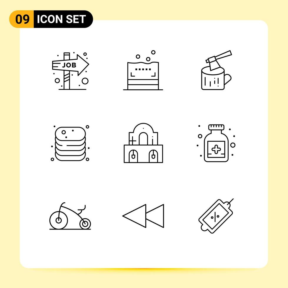 Universal Icon Symbols Group of 9 Modern Outlines of christmas shop log food canned Editable Vector Design Elements