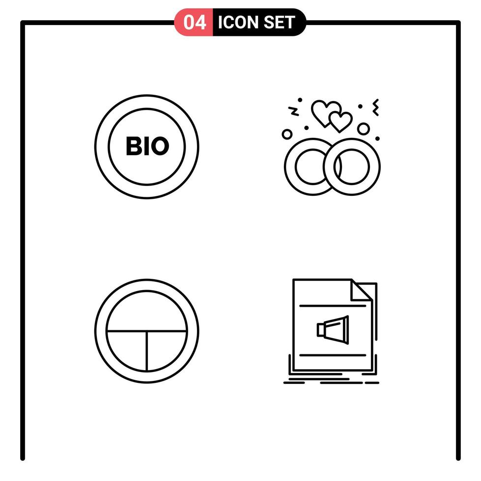 User Interface Pack of 4 Basic Filledline Flat Colors of bio army energy love military Editable Vector Design Elements