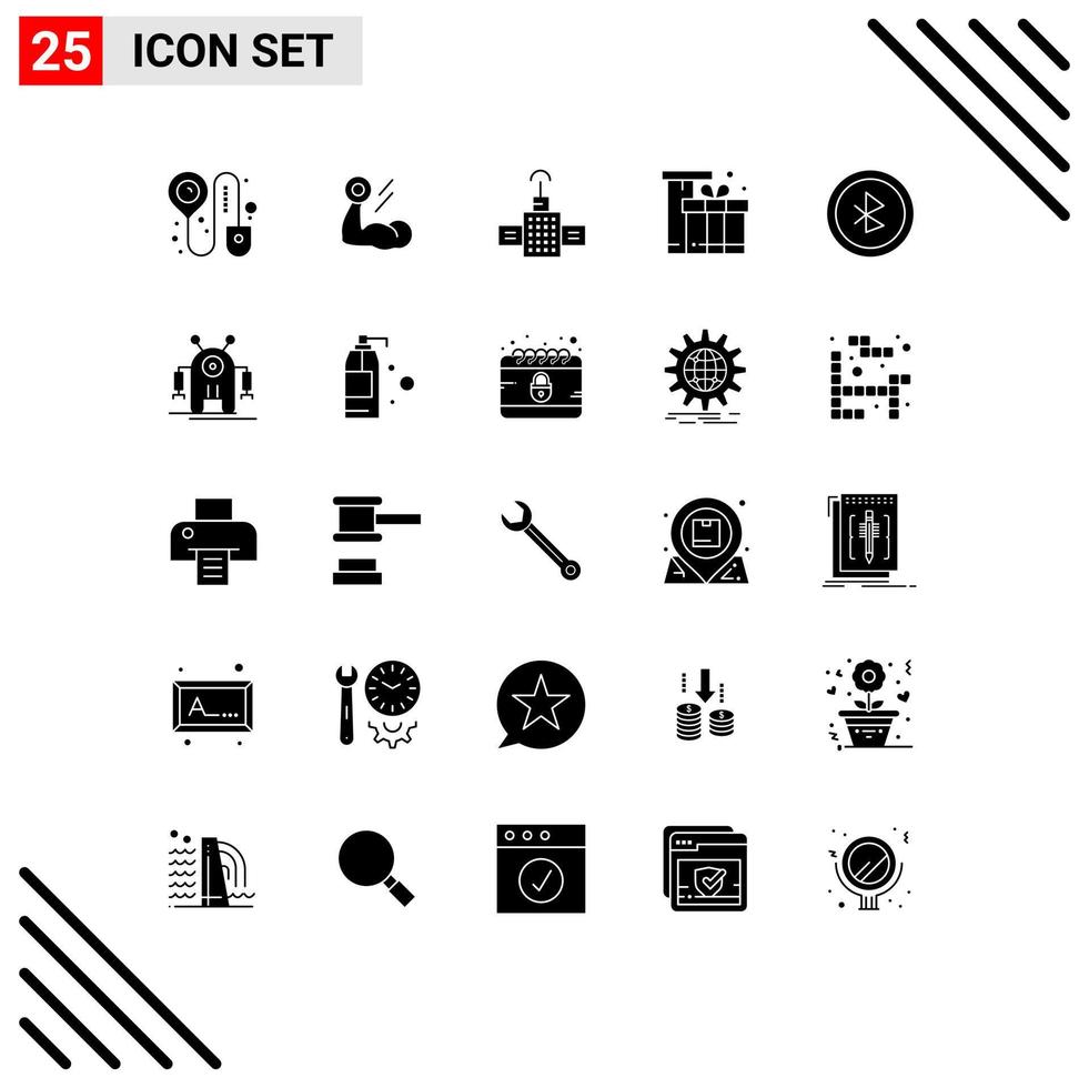 25 Universal Solid Glyphs Set for Web and Mobile Applications ui shopping gps eid box Editable Vector Design Elements