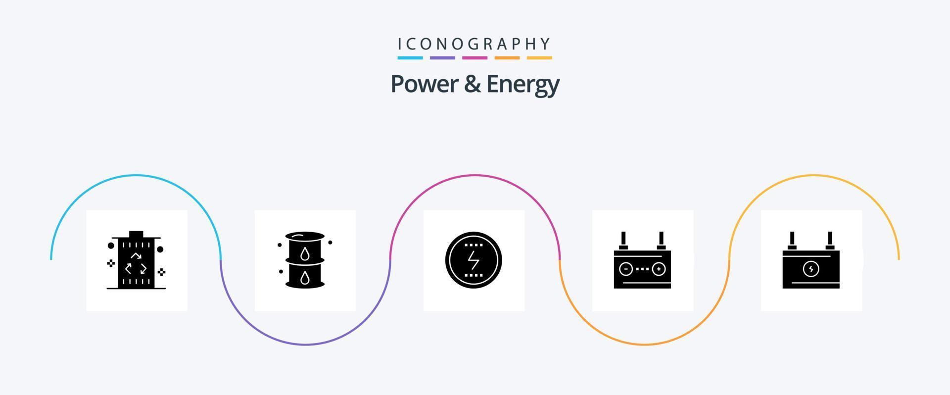 paquete de iconos de glifo 5 de energía y energía que incluye automóvil. acumulador. aceite. social. fuerza vector