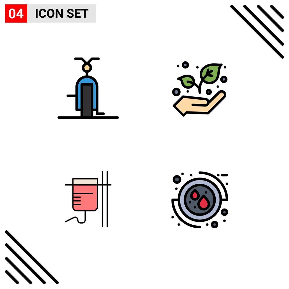 Modern Set of 4 Filledline Flat Colors and symbols such as bike medical transportation growth transfusion Editable Vector Design Elements