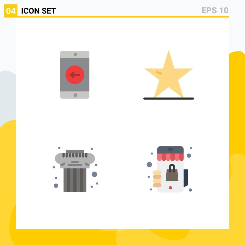 Editable Vector Line Pack of 4 Simple Flat Icons of application architecture left nature culture Editable Vector Design Elements