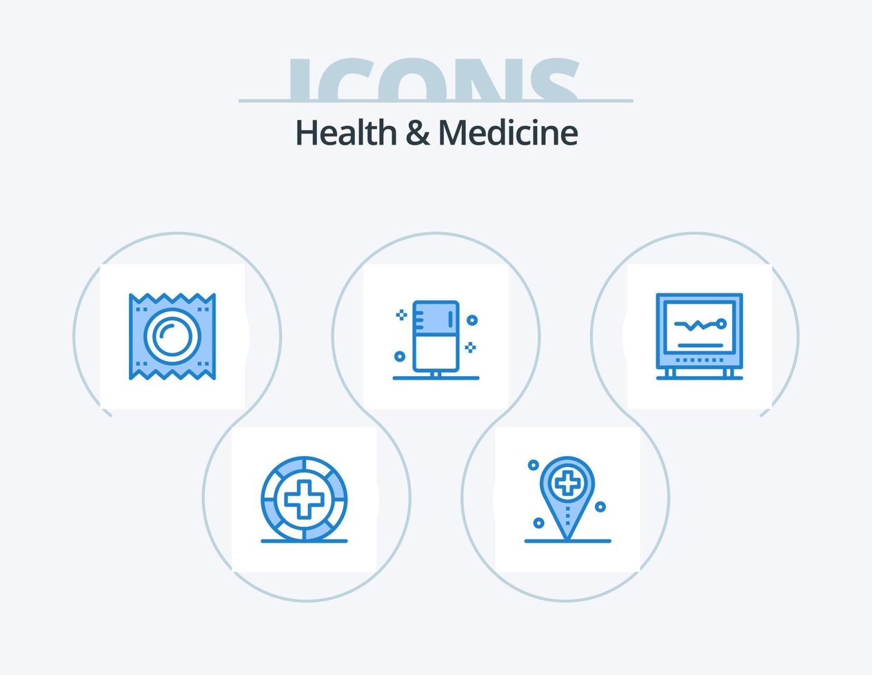 Health and Medicine Blue Icon Pack 5 Icon Design. fitness. disease. map. pregnancy. medical vector