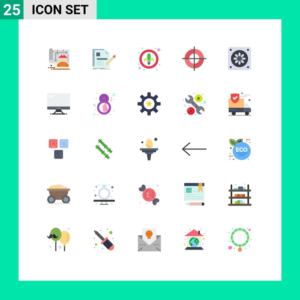 Set of 25 Modern UI Icons Symbols Signs for fan mark resume gun lys Editable Vector Design Elements