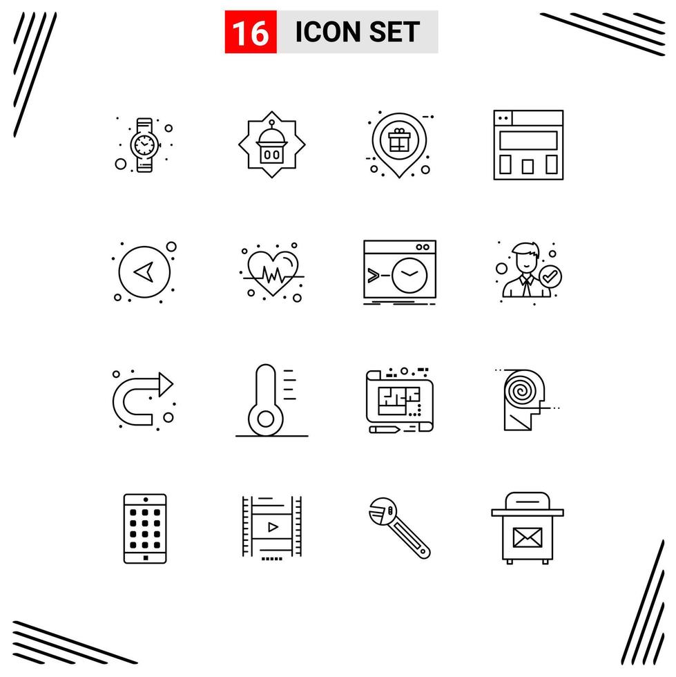 Pack of 16 creative Outlines of network arrows holder layout shopping Editable Vector Design Elements