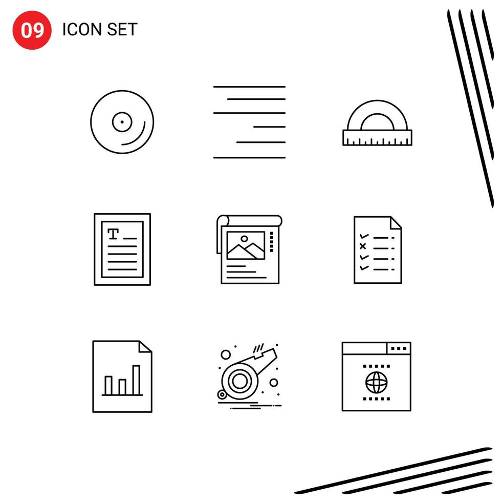 Stock Vector Icon Pack of 9 Line Signs and Symbols for poster cleander construction reader ebook Editable Vector Design Elements