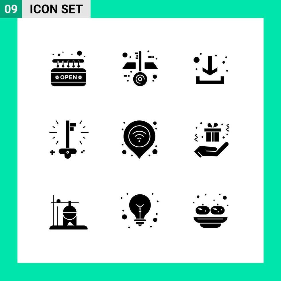 conjunto de 9 iconos de interfaz de usuario modernos símbolos signos para mapa de señal flecha dinero de internet elementos de diseño vectorial editables vector
