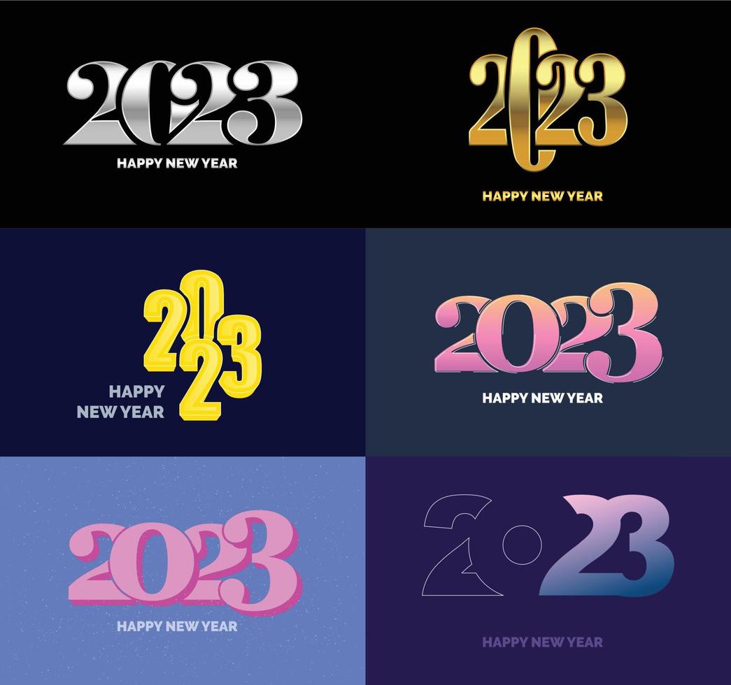 Big Set of 2023 Happy New Year logo text design 2023 number design template vector