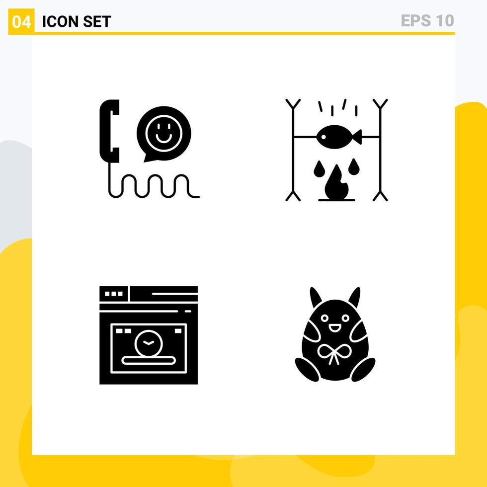 paquete de iconos de vectores de stock de 4 signos y símbolos de línea para llamar a la web ayudar a la página web de vacaciones elementos de diseño de vectores editables