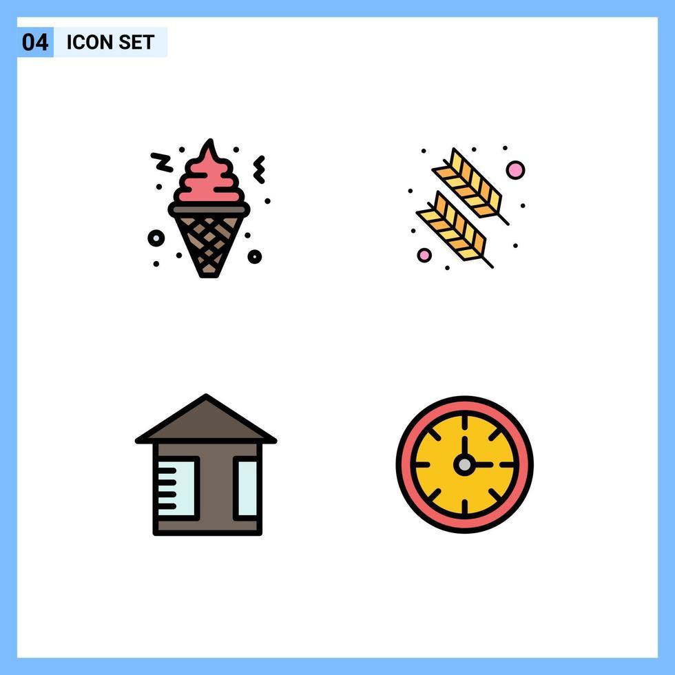 4 Creative Icons Modern Signs and Symbols of cone board food feather alarm Editable Vector Design Elements