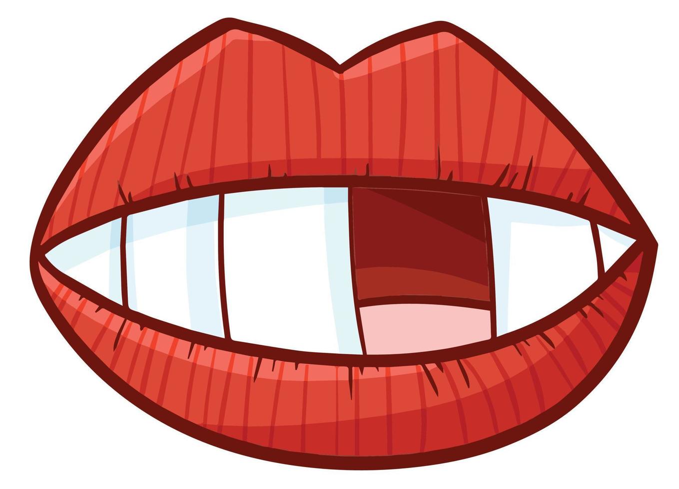 Cute and funny lips with uncomplete front teeth vector