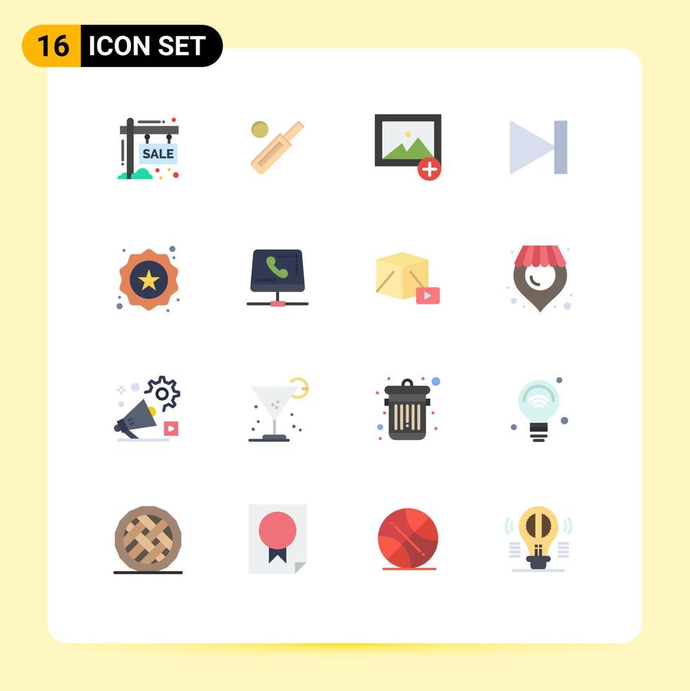 Set of 16 Commercial Flat Colors pack for badge last cricket forward photo Editable Pack of Creative Vector Design Elements