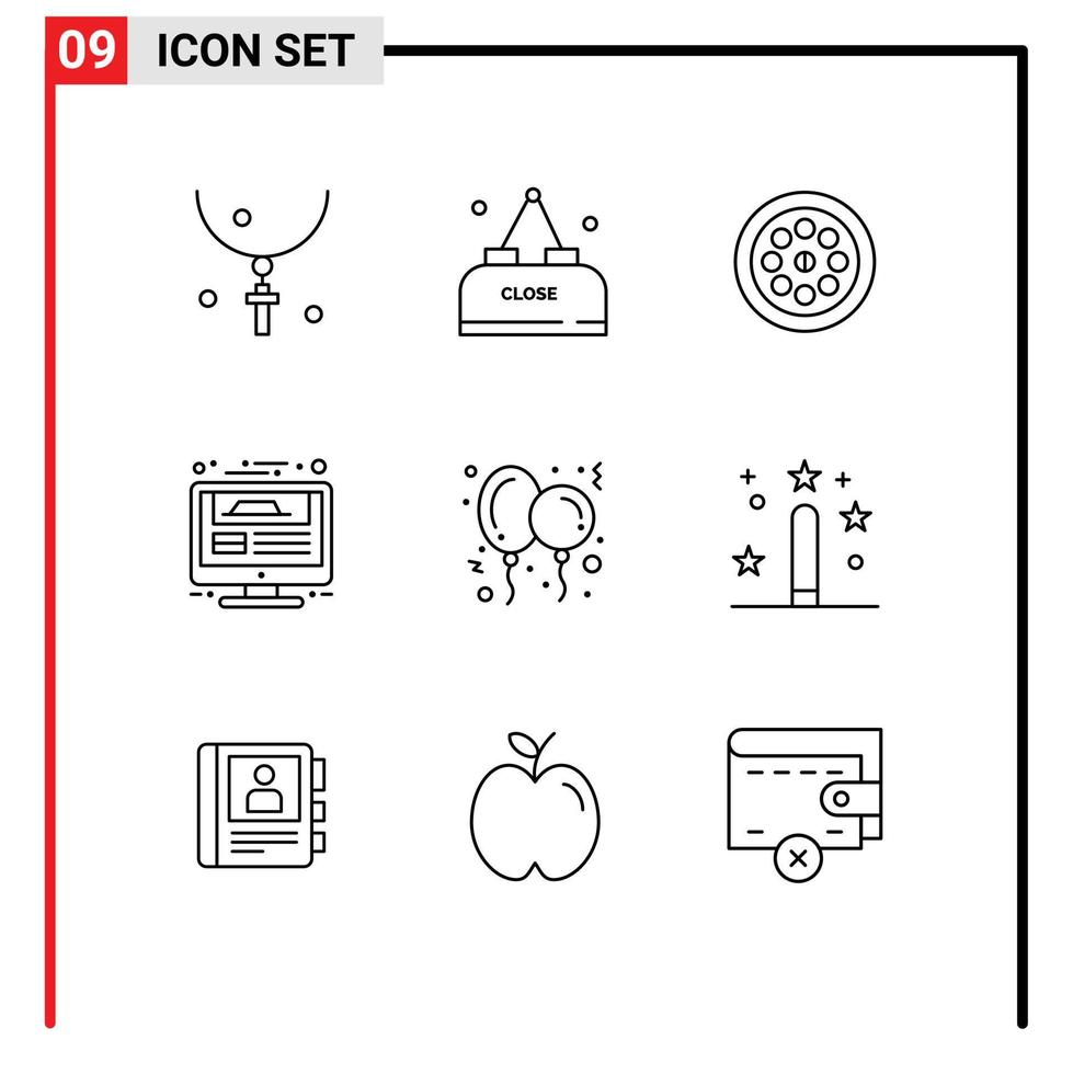 9 Thematic Vector Outlines and Editable Symbols of report website close web page plumbing Editable Vector Design Elements