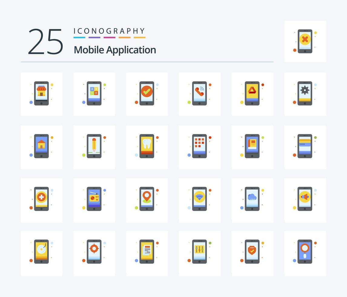 aplicación móvil paquete de iconos de 25 colores planos que incluye google. teléfono. aplicación móvil. aplicación vector